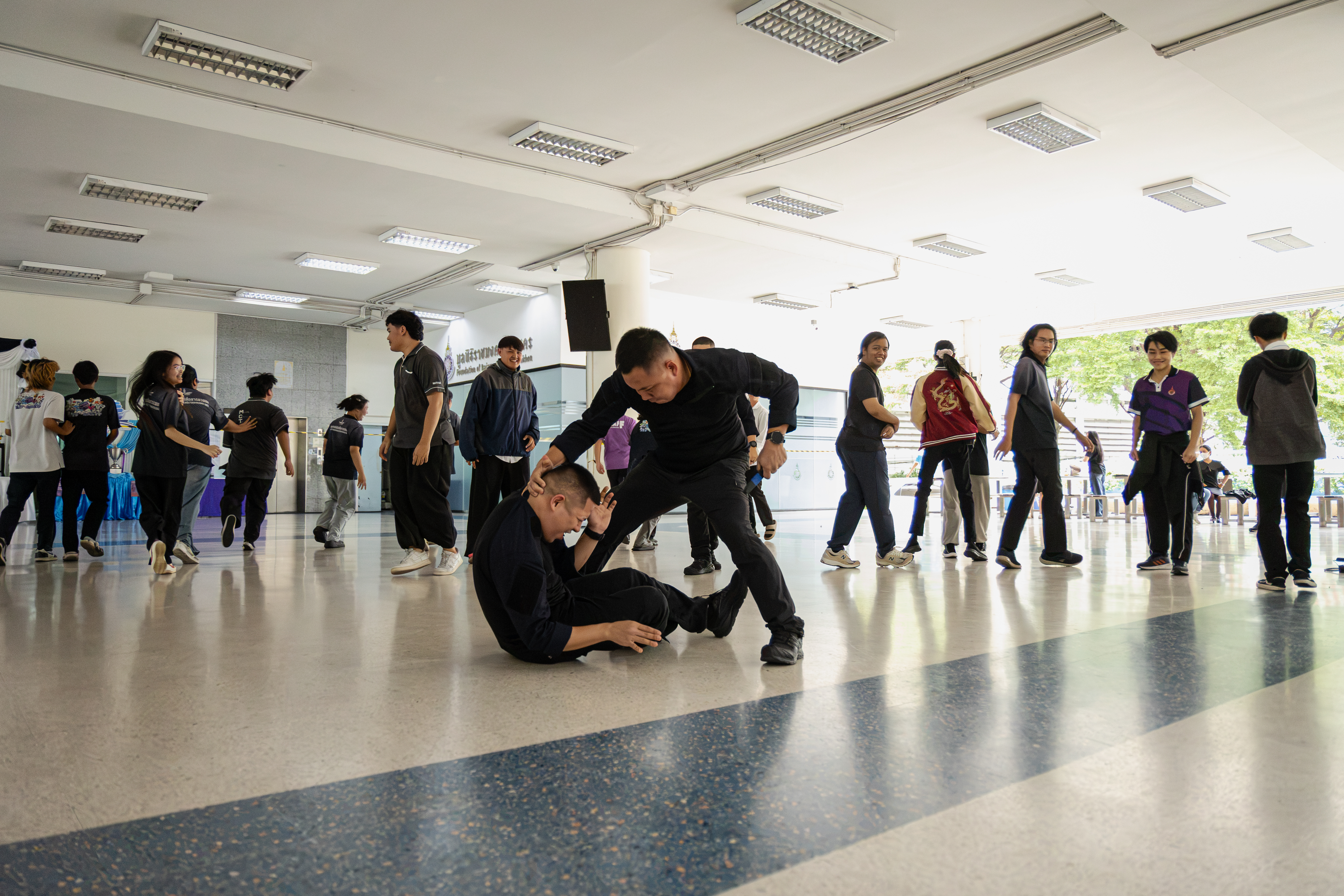 Tactical drill training inside a gymnasium
